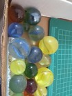 Vintage Marbles Lot Swirls Shooters Big Green Yellow  Game Toy Glass