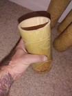 Vintage Tiki Bar  Hand Carved Etched Bamboo 8  Cocktail Glasses Vases Set Of 4