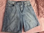 Aeropostal Women Blue Medium Wash Denim Shorts Relaxed Fit 10  Inseam Zip