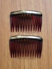 Vintage  2  Mexico 925 Sterling Silver Acrylic Boho Chic Hippie Hair Combs