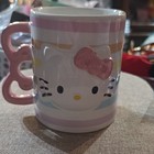 Sanrio Hello Kitty Ceramic Mug 20 Oz Pink Embossed Bow Handle Hand Wash 2023