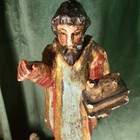 Antique Guatemala Santo Polychrome Hand Carved Wood Saint