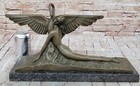 Leda And The Swan Bronze Greek Mythology Sculpture Figurine Statue Marble Decor