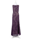 Ever-pretty Plum Purple Lace Maxi Dress Gown Slit Sleeveless Size 14 Altered
