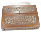 Anglo Indian Writing Slope Carved Wood Detailed 31cml C1870 Antique As Seen Rare
