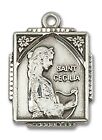 Sterling Silver St Cecilia Musicians Medal Pendant Necklace 18  Chain Gift Box
