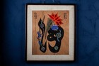 Korean Joseon Dynasty Minhwa Painting   W 47 cm  Pot Plate