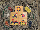   very Nice   Lot Of 5 Wooden Puzzle Boards Matching Shapes  Colors And Patterns