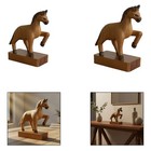 Wooden Horse Decor Artwork Centerpiece Vintage For Living Room Cabinet Home