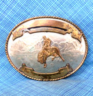 Western Bucking Horse Trophy Belt Buckle German Silver Vtg Comstock Ss    blt268