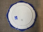 Sousaku Japanblue Lotus Water Lily Ceramic Plate Dish Raised Relief 7-8   