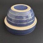 Vintage Stoneware Blue Mixing Nesting Bowl Beehive Sides 5    Usa