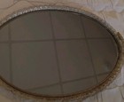 Vintage Mirrored Oval Filigree Metal Vanity Perfume Tray  17  X 10  