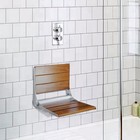 18  Folding Teak Wood Shower Bench Seat  Accessibility-focused Design Wall Mount