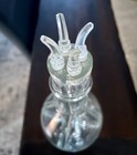Vintage French Four Chamber Glass Decanter Hand Blown Mcm 4 Section Bottle