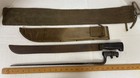 Vtg Us Wwii  Machete Sheffield England Canvas Sheath Wood Handle Belt   Machete