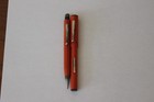 Vintage Orange Black Fountain Pen   Pencil Gold Plated Set
