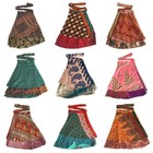  5 Pc Lot Indian Vintage Silk Mini Wrap Skirt Women Beach Bohemian Skirts Hippie
