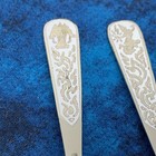 Set Of 4 Vintage Siam Niello Demitasse Spoon Sterling White Enamel 3-13 16  42g