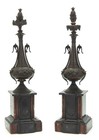 Antique Grand Tour French Bronze   Rouge Marble Large Pair  Mantel Clock Ewers