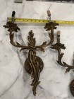 Pair Vintage French Rococo Gilt Dore Bronze  Brass  Wall Sconces Louis Xv Xvi