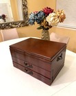 Reed   Barton Provincial Mahogany Wood Flatware Chest 2 Drawers