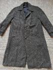 Vintage 1950s Overcoat Tweed Nubby Fleck 42 Charcoal Wool Top Coat Hollywood
