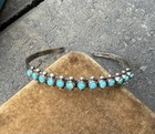 Vintage Navajo Sterling Silver Row Snake Eye Turquoise Bracelet Cuff