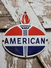 Vintage American Porcelain Sign Old Standard Gas Oil Diecut Servcie Garage Torch