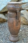 Antique Kuba Tribe African Ceremony Drum Carved Braided Hand Handle Congo Africa