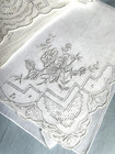 Antiq 4 Appenzell Gray On White Hand Embroidered Floral Linen Hankies Excel Cond
