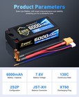 2xzeee 2s Shorty Lipo Battery 6000mah 5mm Bullet To Xt60 Plug 7 6v 130c Hardcase