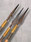 3    vintage 50s Arrows Hand Forged Barbed Metal Tip Mid Centuryoriginal Tribal