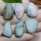 Set Of 6 Pcs Natural Larimar 27mm-32mm Cabochon Untreated Loose Gemstones Lot