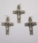 Lot Of 3 Silver Tone Good Shepherd Crucifix Medals For Rosary Parts 1 5 8 Inch