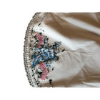 Vtg Crewel Handmade Embroidery Round Tapestry Fabric Rug   unfinished Shabby Chic