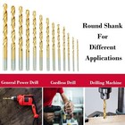 13pcs Hss Titanium Coated Twist Drill Bit Set 1 5-6 5mm Hex Shank For Wood Metal