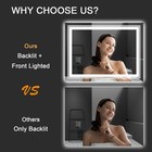 27 6  X 19 7  Led Bathroom Mirror With Lights  Front And Backlit Mirror  Anti   