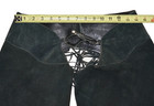 90 s Vintage Custom Crafted Black Suede   Leather Fringed Riding Chaps S m   Usa