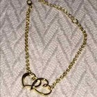 Double Heart Foot Jewelry Chain 8  Women Anklet 14kyellow Gold Plated 925 Silver