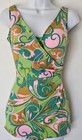 Vintage 1960   s Robby Len Swimsuit Dress Womens Size 12 34 Rare Print Distressed 