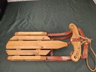 Vintage Wooden 15    Snow Sled Christmas Decor Display Metal Winter