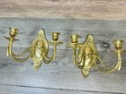 Vtg 8  Solid Brass  2-arm Candle Hollywood Regency