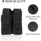 Tactical 9mm Molle Double Magazine Pouch Flashlight Holder Pistol Mag Holster