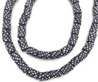 Ghana Handmade Recycled Glass Cylinder Black   White Dot African Trade Beads