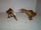2 Vintage Brass Duck Pair Figurine Geese Set Of Birds Mcm Decor 8   