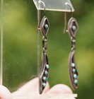 Old Pawn Navajo Native American Indian Sterling Silver Turquoise Dangle Earrings