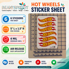 Hot Wheels Logo Decal Sticker 5in Set Of 6 Same Direction Vinyl Car Truck Laptop
