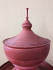 Antique Burmese Offering Vessel With Pedestal stand  Red Lacquer