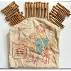 Vintage The Champion Clothespin Bag   26 Wood Clothespins 1930s Laundry